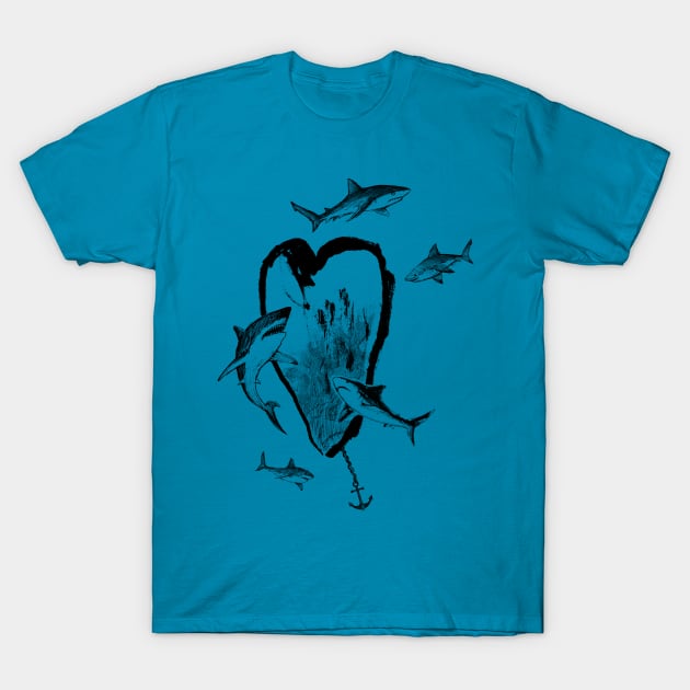 Sharks&Heart T-Shirt by bohater13